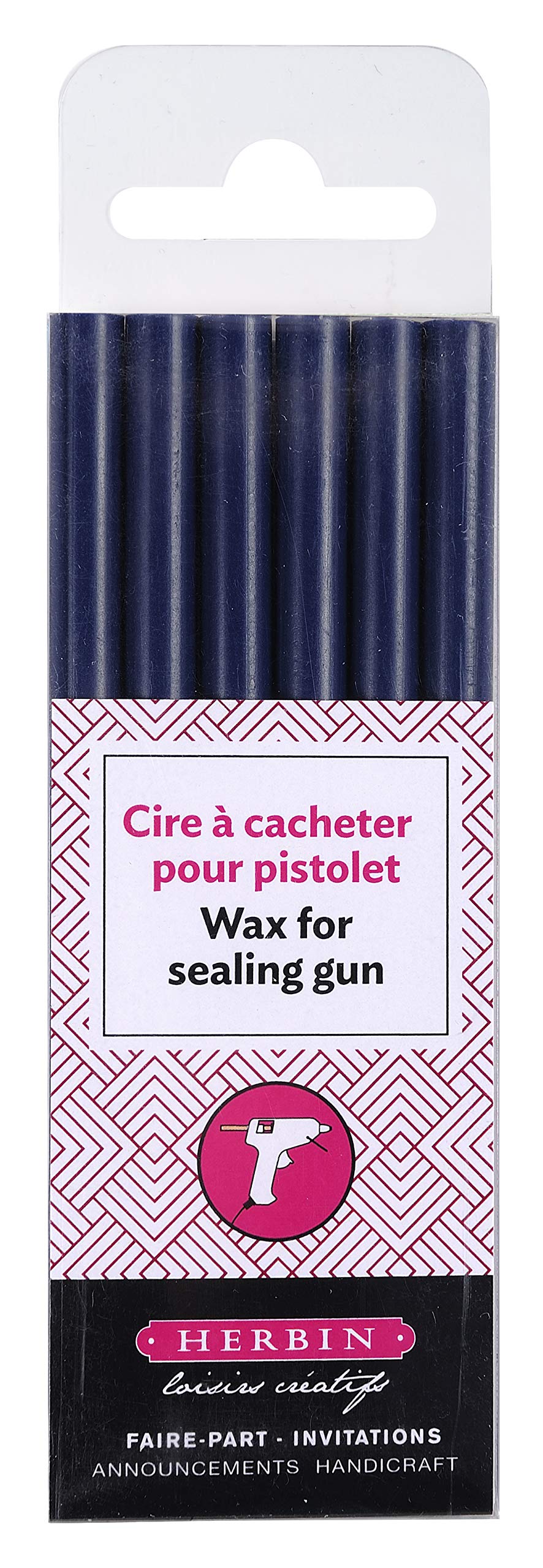 Jacques Herbin 35819T - Pack of 6 special sealing wax sticks - Made for wax guns - Dark Blue Colour - Manufactured in France - Creative Art Tool - Leisure