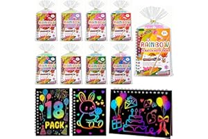 Party Favors, 18 Pcs Rainbow Scratch Art Notebook, Loot Bag Fillers for Kids, Classroom Goodie Bag Fillers, Birthday Party Fa