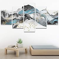 SIGNWIN 5 Panel Canvas Wall Art Abstract Mountain Nature Scenery for Home Decorations Ready to Hang - 60