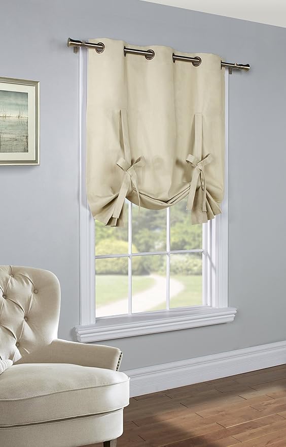 Amazon Com Thermalogic Prescott Solid Tie Up Curtain Panel 40 X