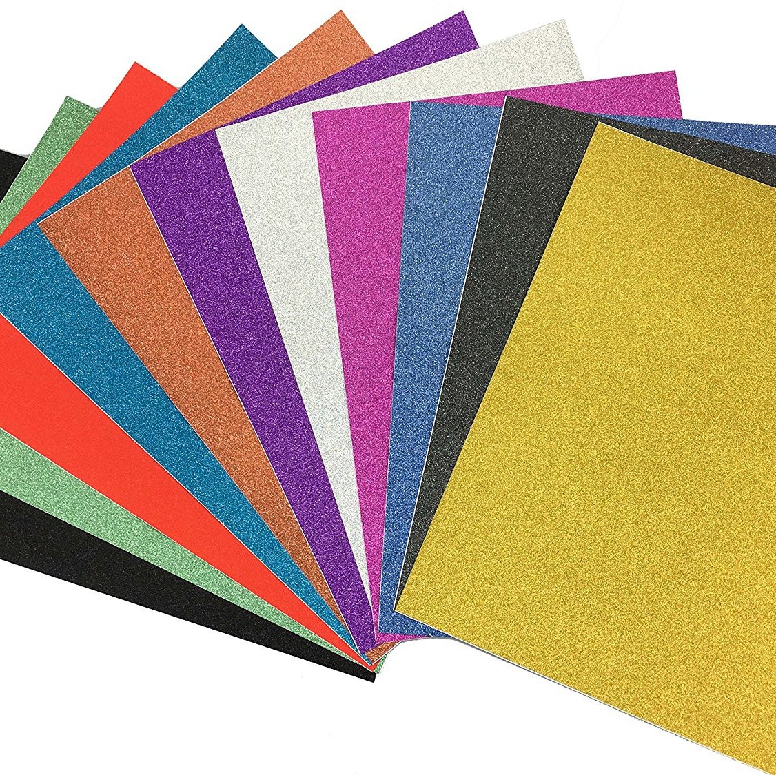 TooMeeCrafts 11-Inch by 8-Inch Glitter Cardstock, Bright Mixed- Color,Pack of 10