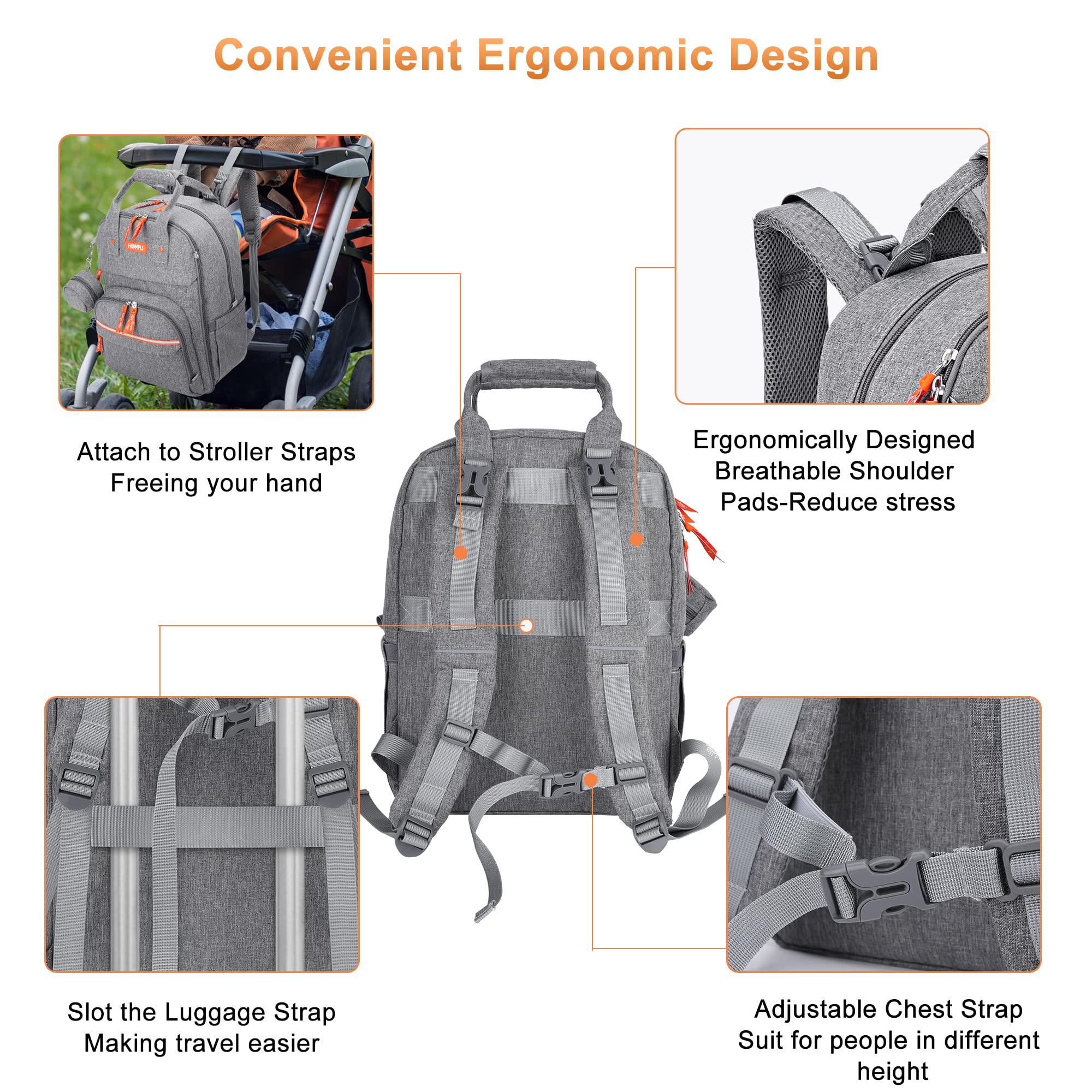 Diaper Bag Backpack Mommy Hospital Baby Bags for Girls Boys Multifunction Large Laptop Travel Backpack Mom Dad Diaper Bag with Changing Pad Waterproof Fashion Maternity Baby Diaper Bag Tote
