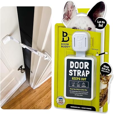 Door Buddy Cat Door Latch Grey Adjustable Door Strap Made in USA