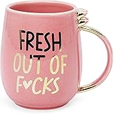 Hendson Funny Coffee Mugs Gifts for Women - Sarcastic Novelty Cups Gag Gift for Friends, Coworkers, Boss, Employee, Human Resources - Fresh Out Of - Inappropriate Cute Mug, 13oz Pink Amethyst Series