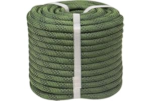 CRAYZA Double Braided Arborist Rigging Rope (1/2 in x 100 ft) Strong Polyester Rope 48 Strands for Tree Work Pulling Swing Sailing, ArmyGreen/Black