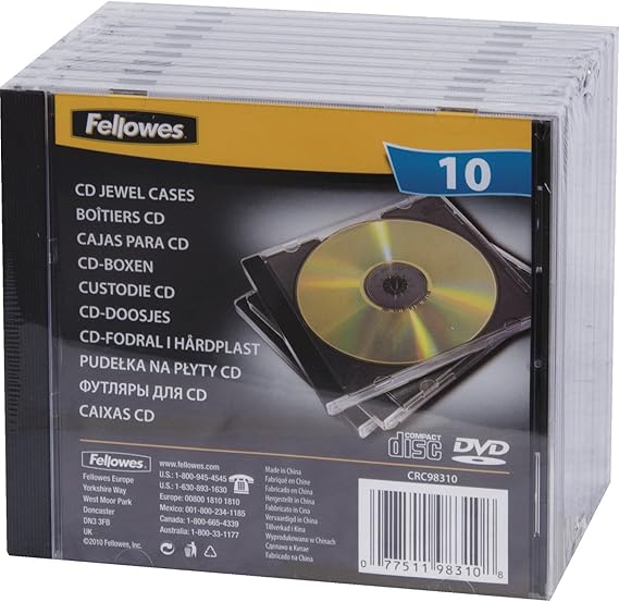 Fellowes, CD JEWEL Funda (Negro, Transparente), Pack of 10: Amazon.es: Informática