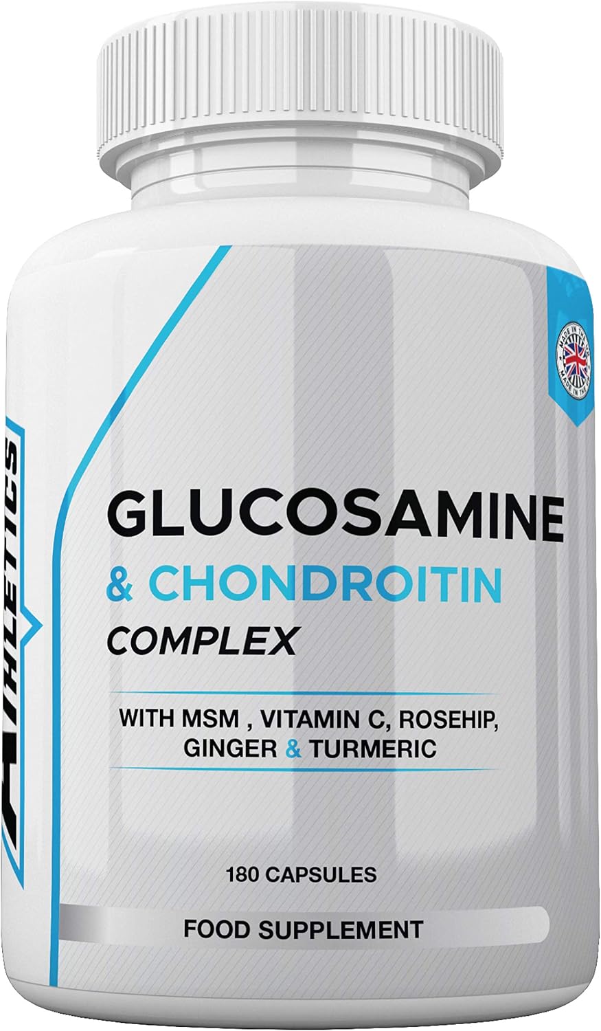 Glucosamine and Chondroitin High Strength Complex - with MSM, Rosehip, Ginger & Turmeric, 180 Count (Pack of 1)