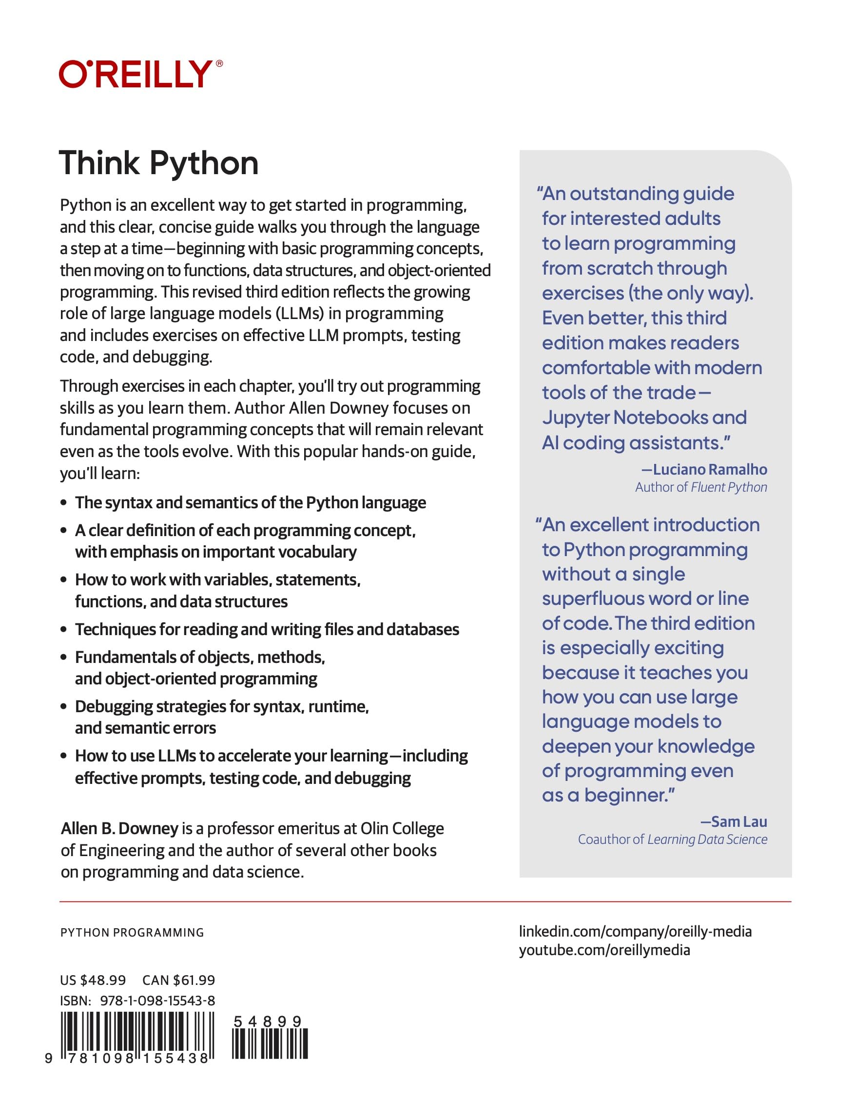 Think Python: How to Think Like a Computer Scientist