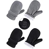 SATINIOR 2 Pairs Fleece Mittens for Kids 4-6 Years Sherpa Fleece Toddler Gloves Soft Winter Warm Gloves Boys Girls Cold