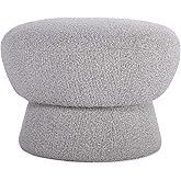 Bloomingville Modern Boucle Fabric Upholstered Ottoman, Grey