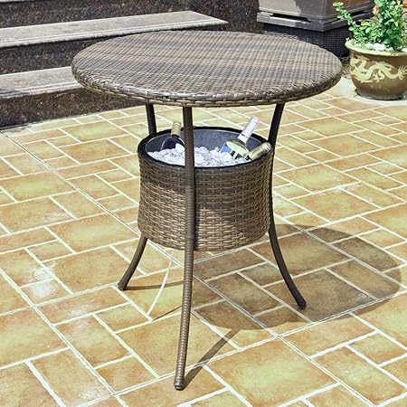 Amazon Com Eosphor Us Rattan Patio Outdoor Table With Cooler Ice