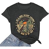 TAOHONG Adventure Shirts Women Retro Desert Highway T-Shirt Funny Western Graphic Tee Casual Short Sleeve Tee Tops