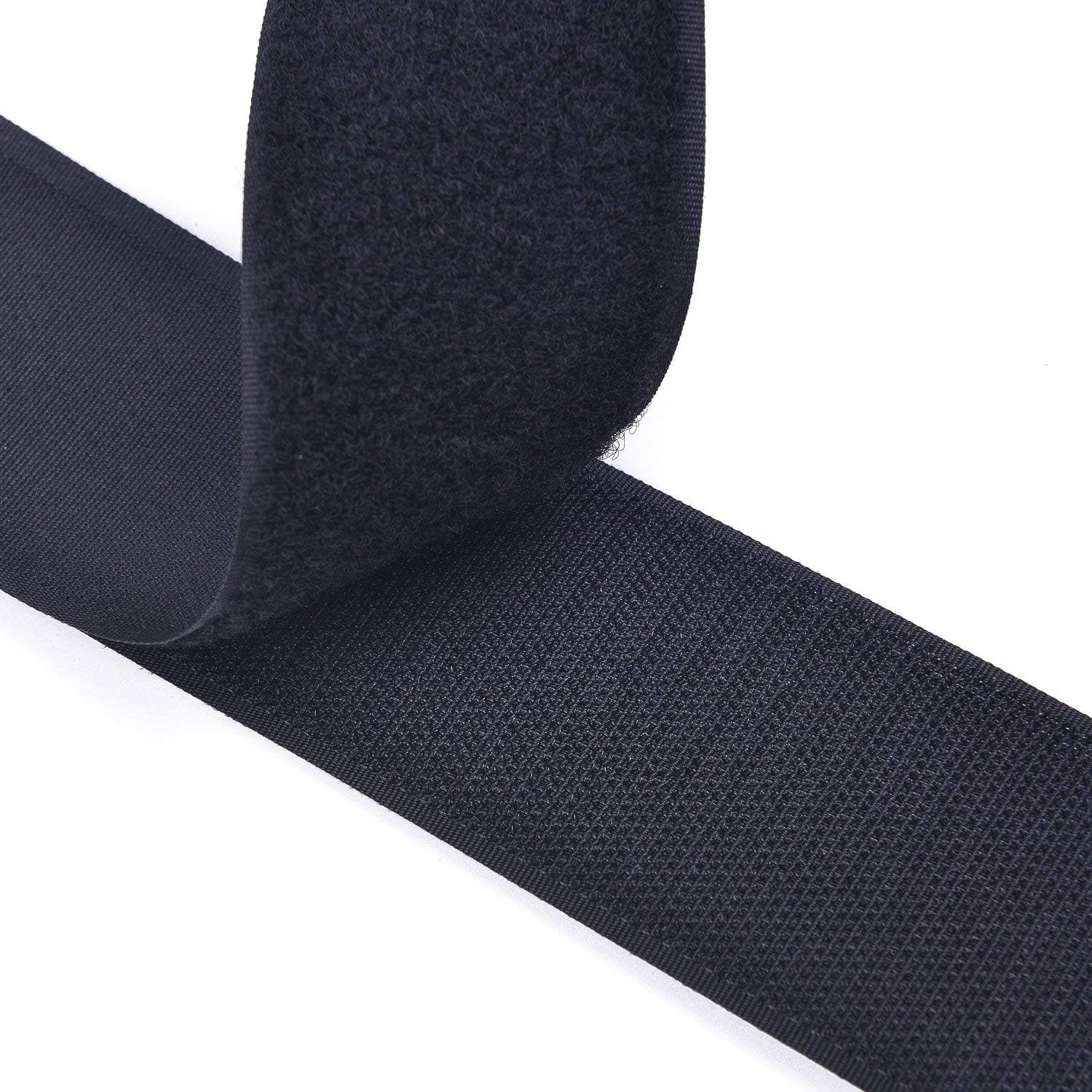 Arlent 50mm(2") Width 5 Meters Sew-On Hook and Loop Fastener Tape Nylon Strips Fabric Non-Adhesive Back (Black) - Image 3