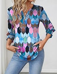 LOMON Women's 2025 Fashion Tops 3/4 Length Sleeve