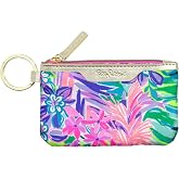 Lilly Pulitzer Zip Card Case ID Wallet | Cute, Colorful, Keychain Coin Purse Wallet with Zipper Close, Key Ring, and ID Window