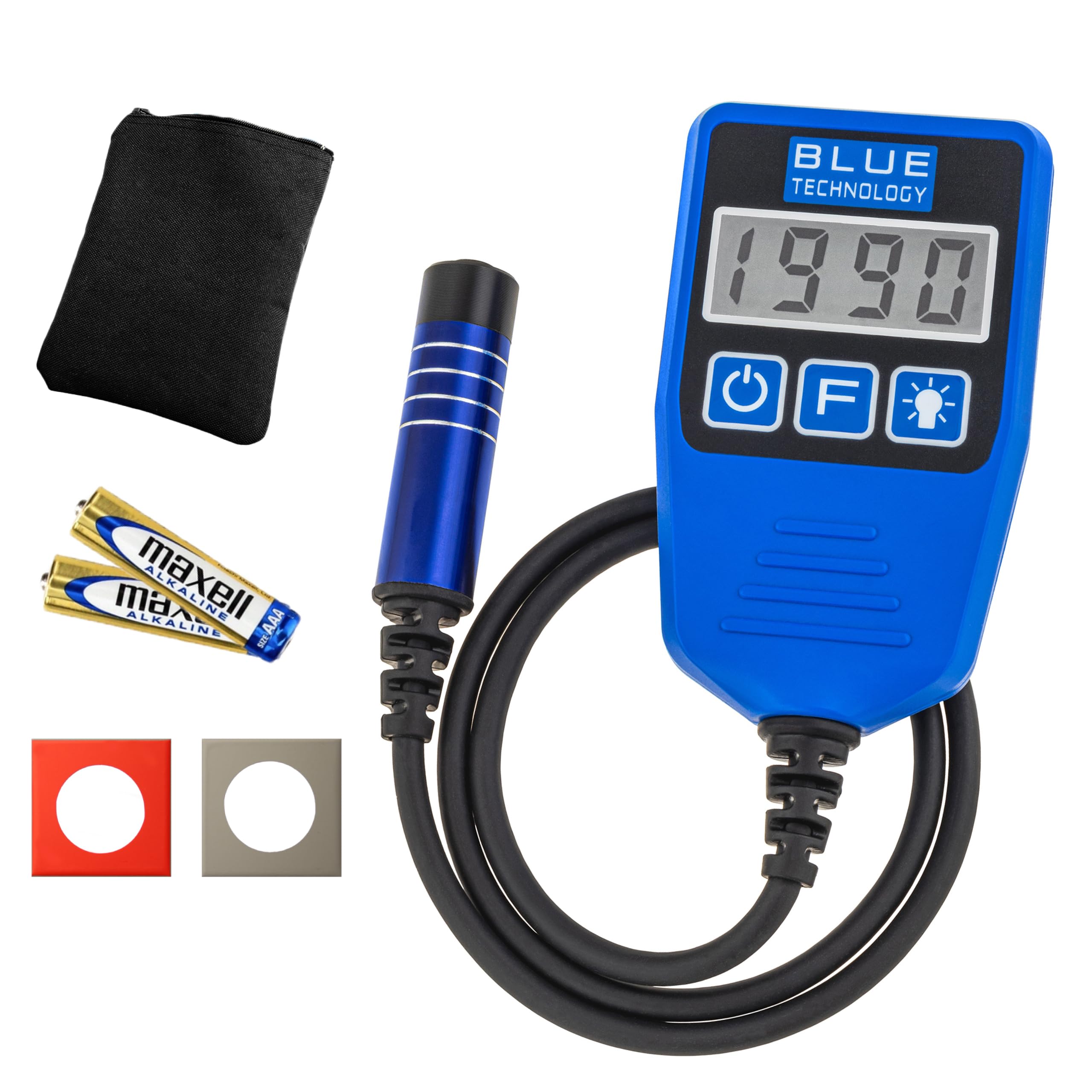 Blue Technology Coating Thickness Gauge for Car DX-13-S-AL | Paint Thickness Gauge Steel and Aluminium Bodies | Paint Meter Movable Flat Probe | Paint Tester Measuring Range up to 3000 µm | Made in EU