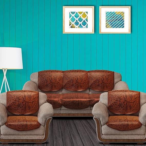 Buy Cloth Fusion Italian Floral 5 Seater Velvet Sofa Cover Set (02 Rust