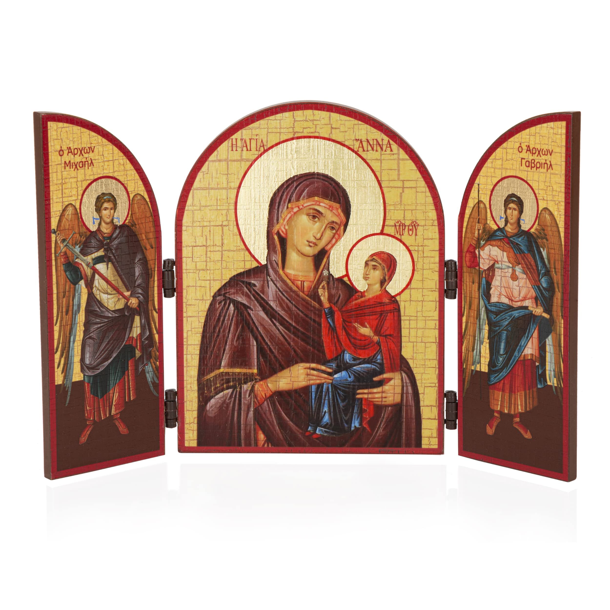 NKlaus Saint Anna Triptych Wooden Icon 25 x 16 cm Christian 11309