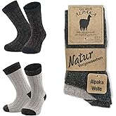 GoWith 2 Pairs Kids Alpaca Wool Socks for Boys and Girls, Thick Thermal Toddler Socks for Active Kids, Outdoor
