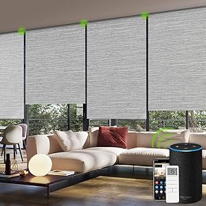 Yoolax Motorized Blinds Remote Control Auto Blinds Blackout Motorized Roller Shade with Valance Customized (Foggy Grey)