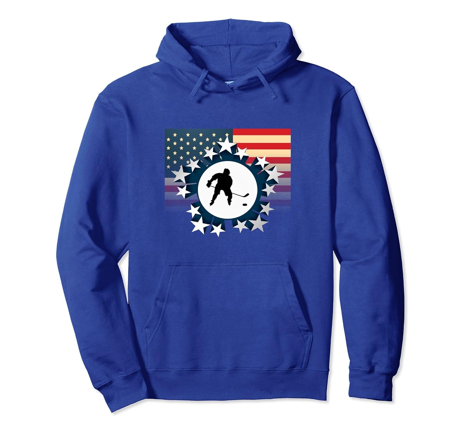 Ice Hockey American USA Flag with Stars Pullover Hoodie-anz