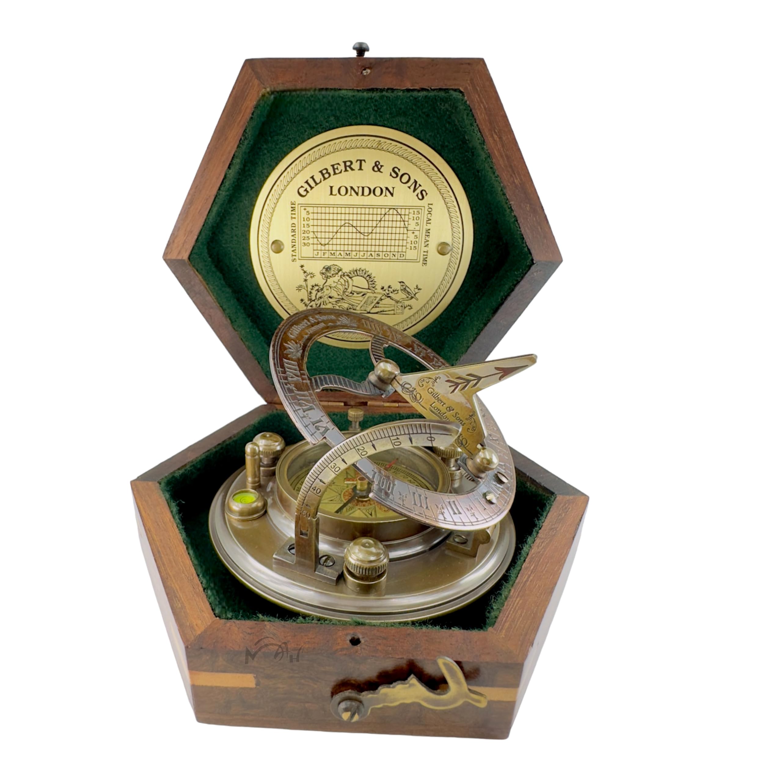 Photo 1 of Anniversary Brass Sundial Compass Gift for Him or Her – Keepsake for Husband, Wife or Couple – 50th 40th 25th 20th 1st Year Wedding or Love Celebration – Engraved or Embossed Romantic Quote Compass