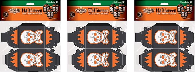 Amazon Com Beistle 00437 Vintage Halloween Skull Paper Lanterns 9