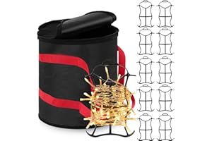 Shihanee 10 Pcs Christmas Holiday String Lights Storage Organizer and 1 Storage Bag Containers Light Cord Rope Reel Organizer Wraps(Black, Red)