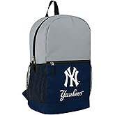 FOCO MLB Officially Licensed Baseball Team Color Primary Logo 2 Tone Big Logo Color Block School Bag Travel Backpack - New York Yankees