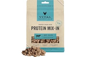 Vital Essentials Freeze Dried Raw Protein Mix-in Dog Food Topper, Beef Mini Nibs Topper for Dogs, 6 oz