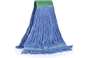 Matthew Cleaning Commercial Mop Head Replacement, 5 Inch Wide Headband, Looped End Cotton Blend String Wet Mops for Floor Cle