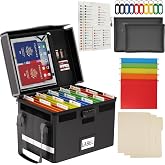 JOOFIRE Fireproof Document Box, Water-Resistant Estate Planning Organizer | Next of Kin Box with Lock,15 Hanging Folders,67 Labeled Sub-folders,2 Pouches,for Home,Office,Family Document Organizer