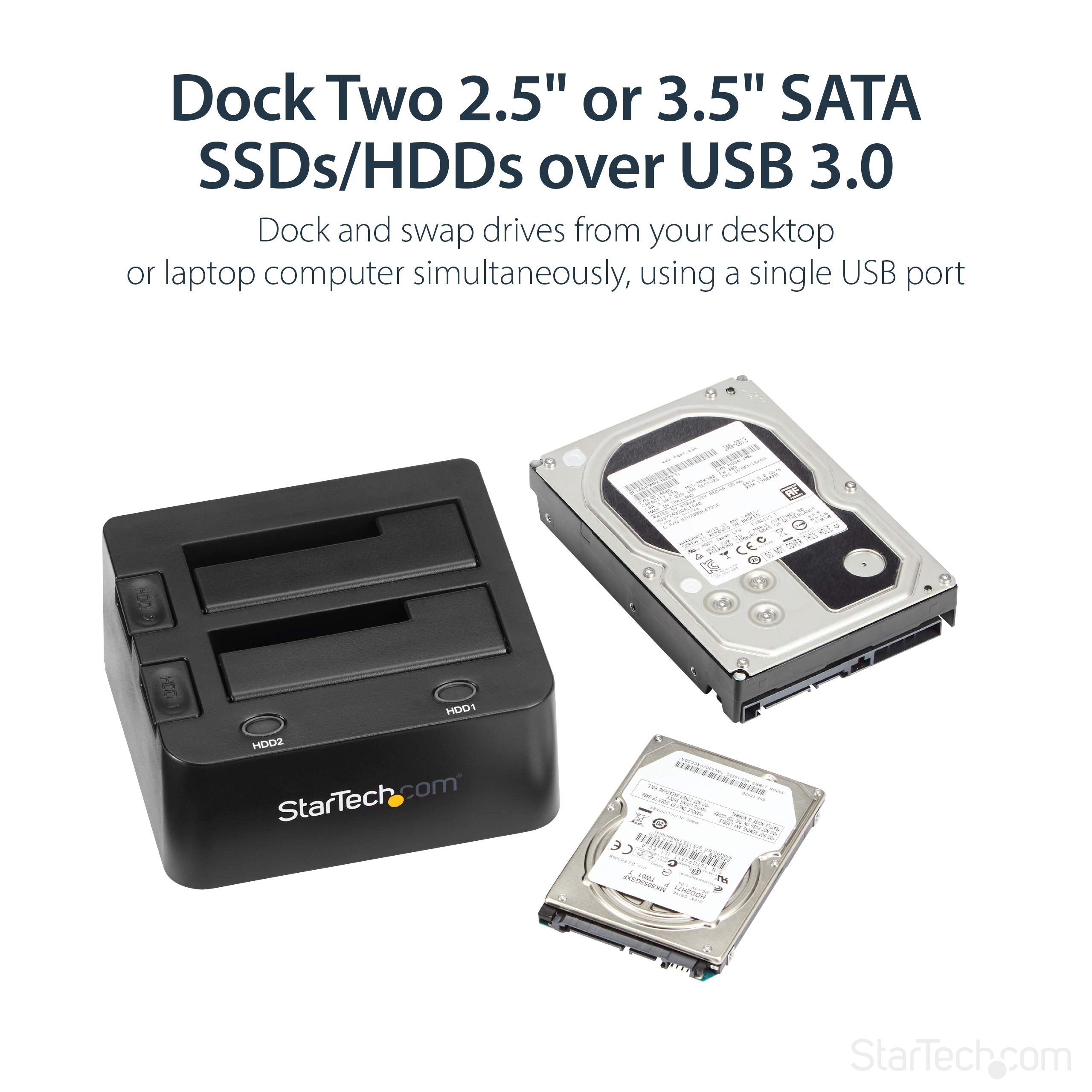 Startech.com Dual-Bay Usb 3.0 Docking Station - Dual Drive Bays With Independent Power Buttons