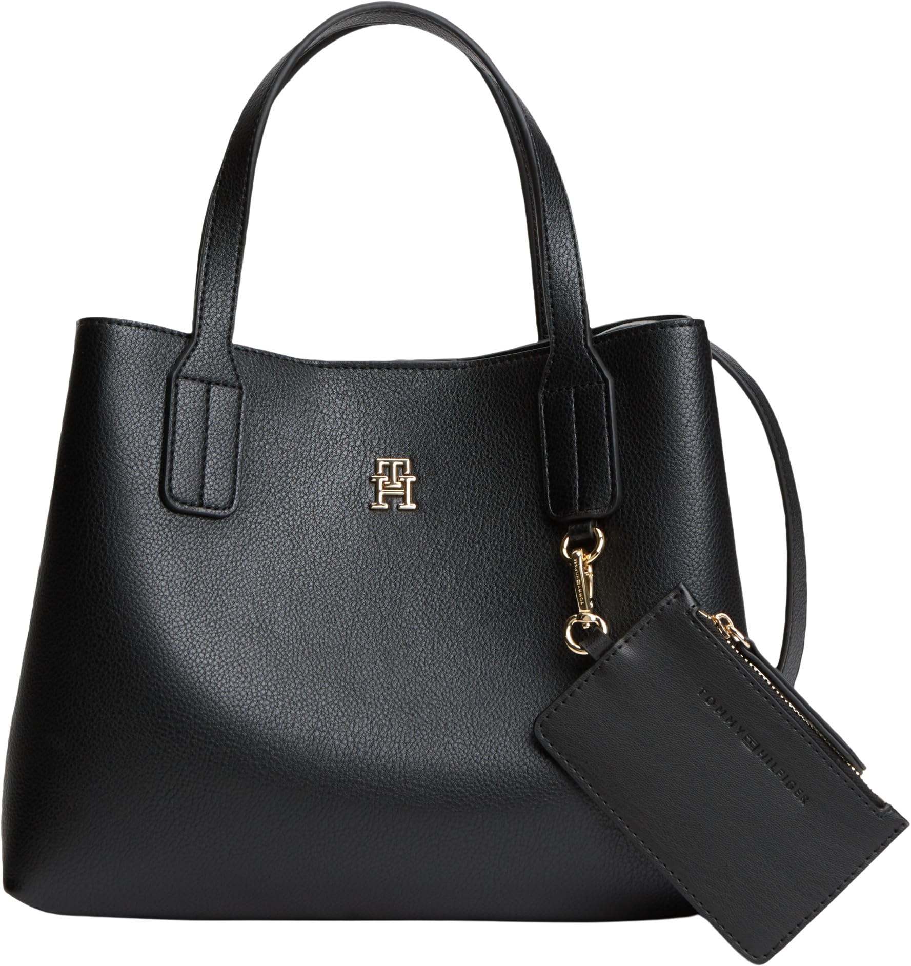Tommy Hilfiger Damen Th Icon Mini Satchel AW0AW18722 Umhängetasche, Schwarz, Einheitsgröße