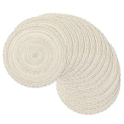 SHACOS 15 inch Round Braided Placemats Set of 12