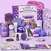 Advent Calendar 2025 Adult Women -24 Days of Christmas Advent Calendar for Mom, Wife, Girlfriend, Sister, Her - Lavender Spa Gifts Basket Set Includes Coffee Mugs, Scented Candle, Bath Salt, Soap