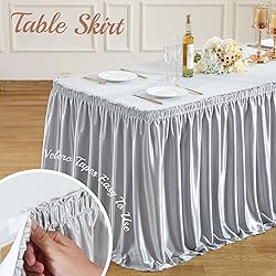 6ft Length Glitter Silver Table Skirt Rectangle
