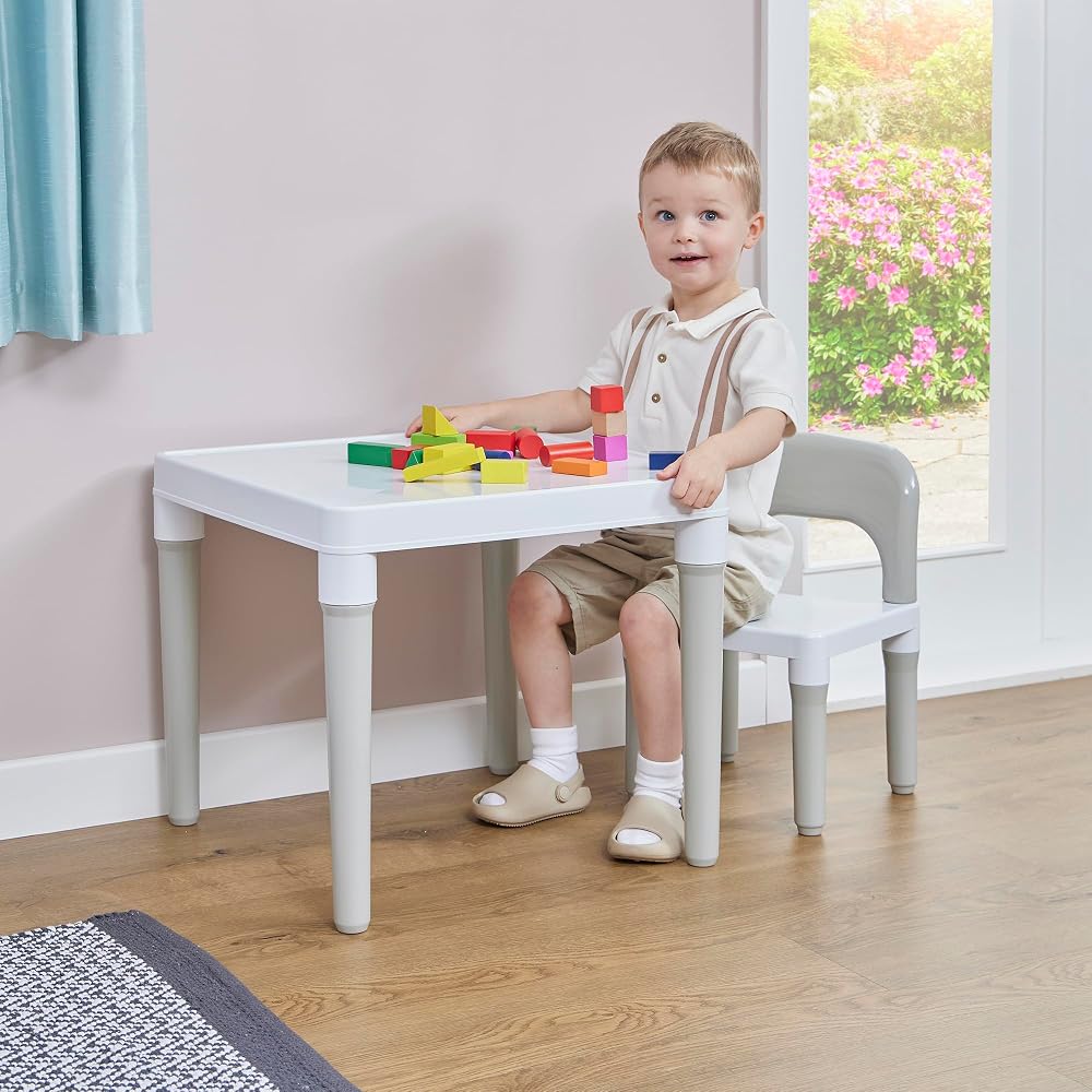 Liberty House Toys Multi-Coloured Table & Chair Set, White & Grey