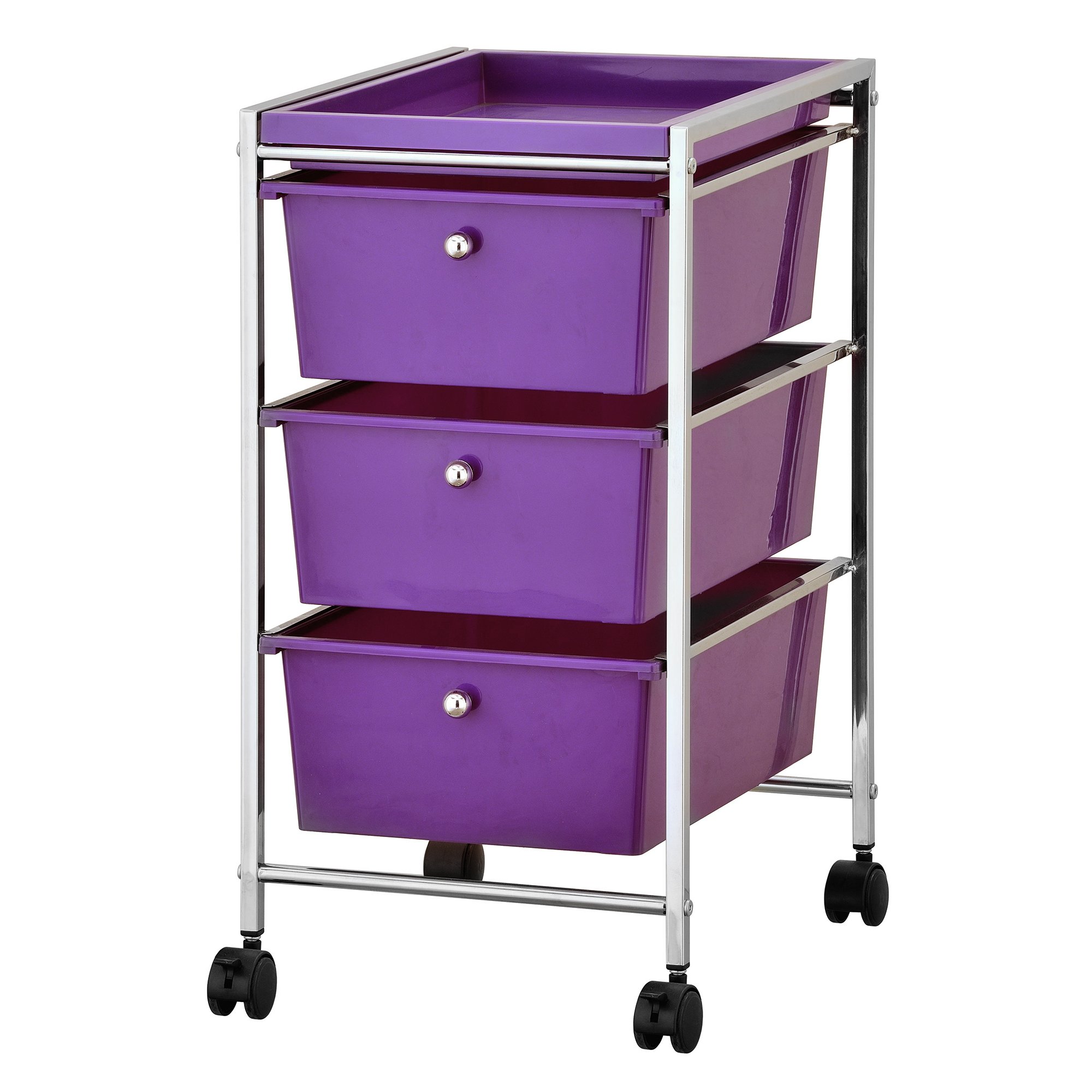 Furinno Storage Carts, Metal, Purple/Chrome, 31 5 (W) x 61 1 (H) x 38 51 (D) cm