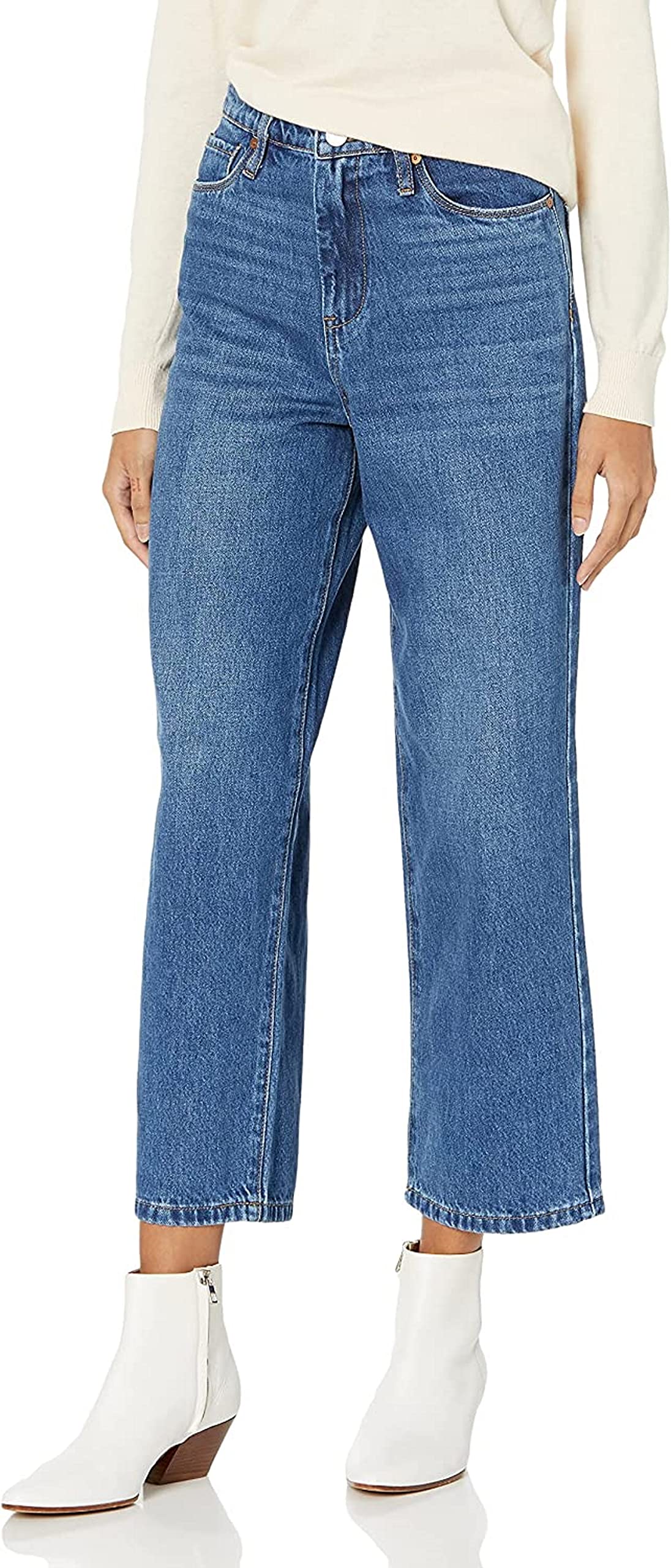 Photo 1 of [BLANKNYC] Womens Luxury Clothing Ribcage Straight Leg Denim Jean Pants, The Baxter, No Shade Here, 30