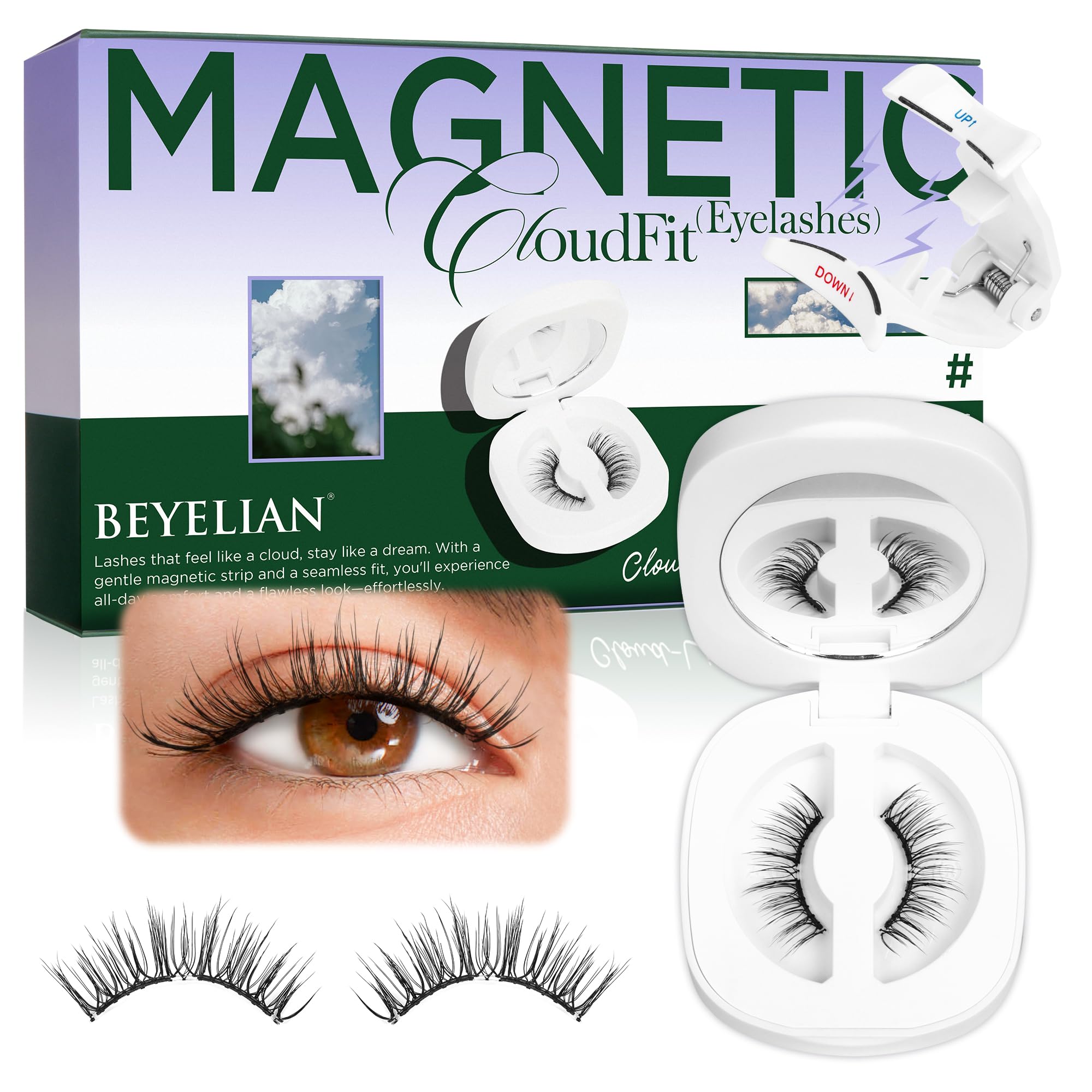 Reusable Natural Magnetic Eyelashes Kit With Applicator – No Glue Needed