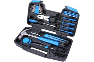 EFFICERE 40-Piece All Purpose Household Tool Kit – Includes All Essential Tools for Home, Garage, Office and College Dormitor
