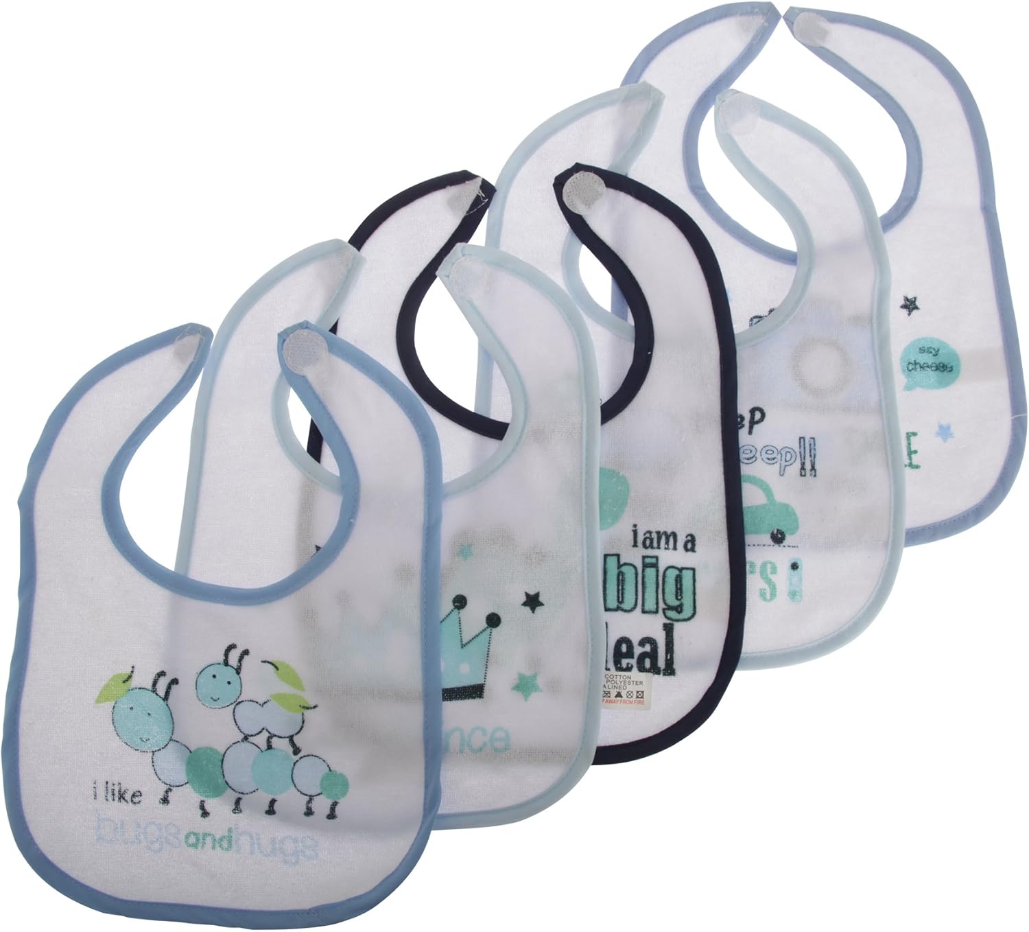 Nursery Time Baby Boys/Girls Cute Bibs (Pack Of 5) (One Size) (Blue