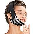 Juskaa Reusable V Line Lifting Mask with Chin Strap for Sleeping,Face Lift Prevent Sagging, Jaw Exerciser,Black,M