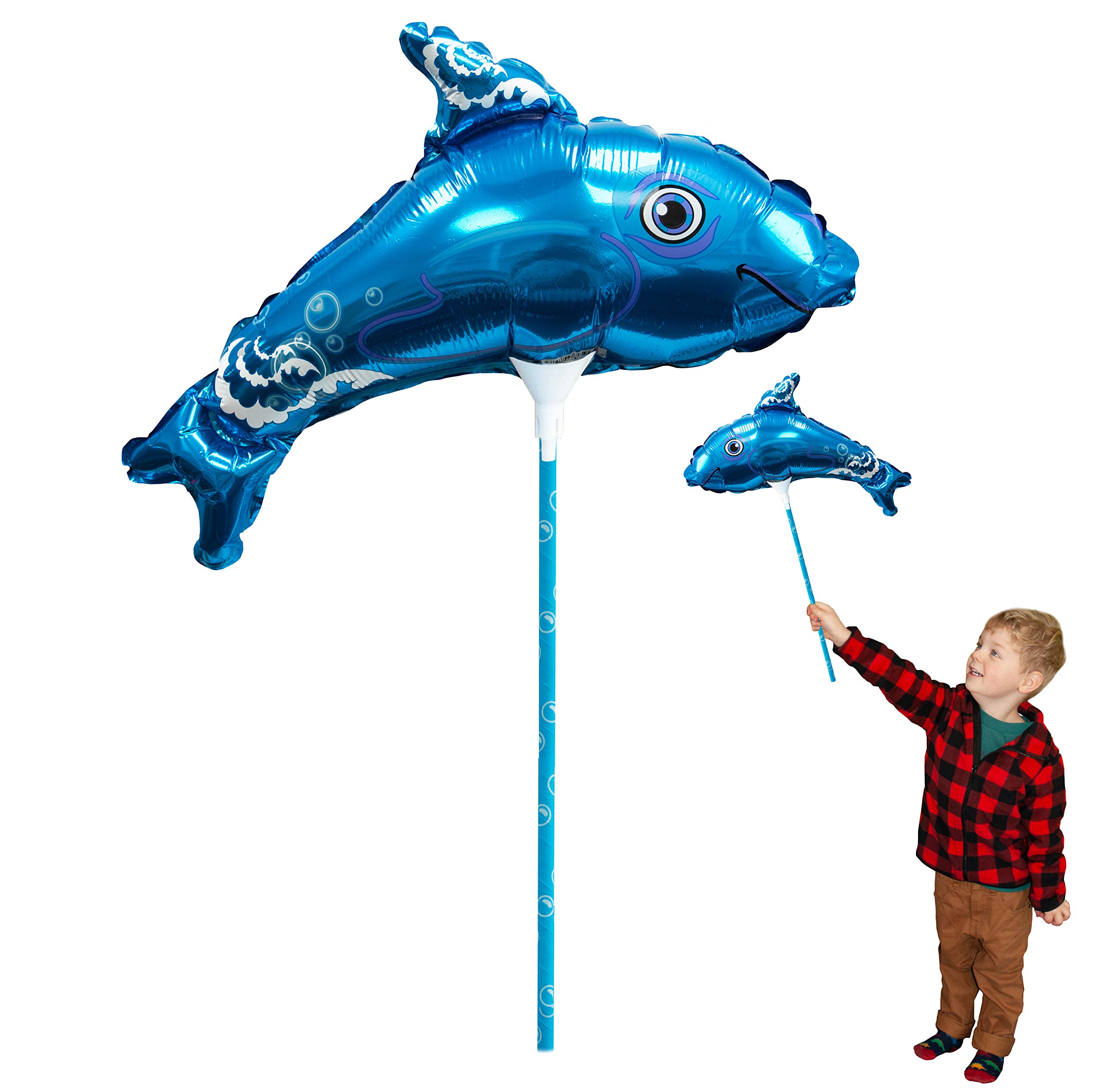 Ballooniacs - Dolphin Air Filled Animal Balloon from Deluxebase. A colourful and re-useable inflatable birthday party decoration for kids