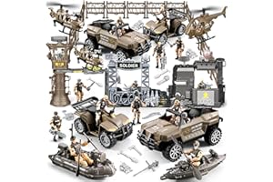 JASSKKBO 88-In-1 Army Men Toys Sets for Boys 4-7 6-8 8-12, Military Base/Truck/Helicopter/Kayak Boat/Motorcycle/Army Men Action Figures/Weapon Gears, Army Toys Set for Kids Boys Christmas Birthday Gifts