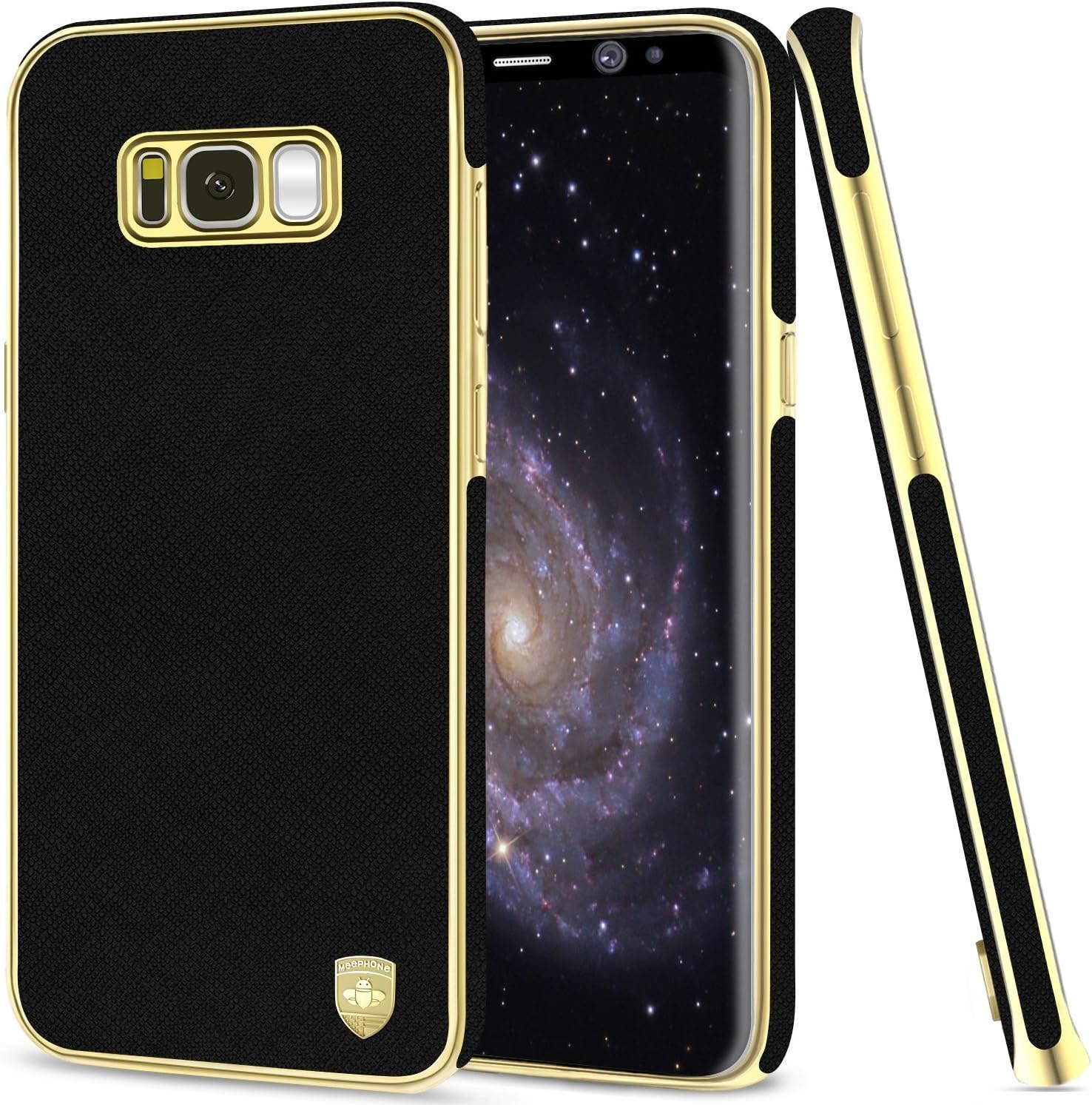 Samsung Galaxy S8 Case, Luxury Leather Plating Coated Frame Slim Cover Cell Phone Case for Samsung S8 (5.8 inch) - Black