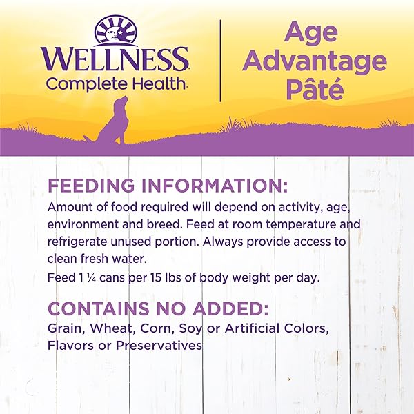 WELLNESS COMPLETE HEALTH NATURAL WET CANNED DOG FOOD, AGE ADVANTAGE CHICKEN & SWEET POTATO, 12.5-OUNCE CAN (PACK OF 12)