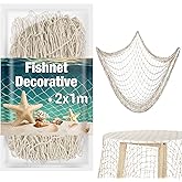 Sukh 1PC Fish Net Decorative - 78x39in （2x1m） Fish Net Decorations Decorative Netting Nautical Fishnet Table Runner Nets Nett