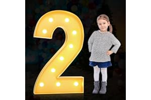 YOSWPP 3FT Large Marquee Light Up Letters Numbers Giant Mosaic Balloon Frame,Wedding Backdrop Decoration Anniversary Decoration Foam Board (2, 3FT)